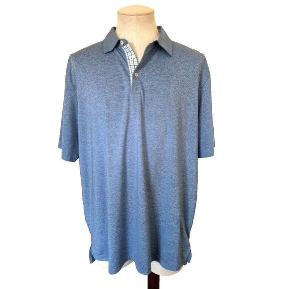 PETER MILLAR Short Sleeve Polo Shirt Size XL Blue Tonto Verde Golf Course Logo - Picture 1 of 8